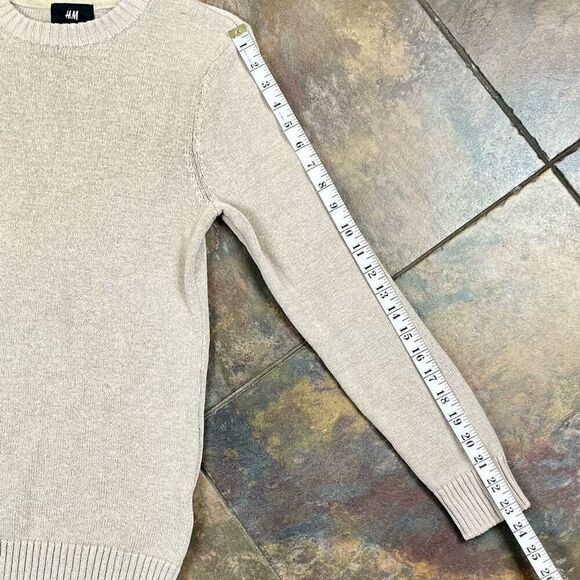 H&M Tan Beige Knit Crew Neck Tunic Sweater S - Picture 4 of 11